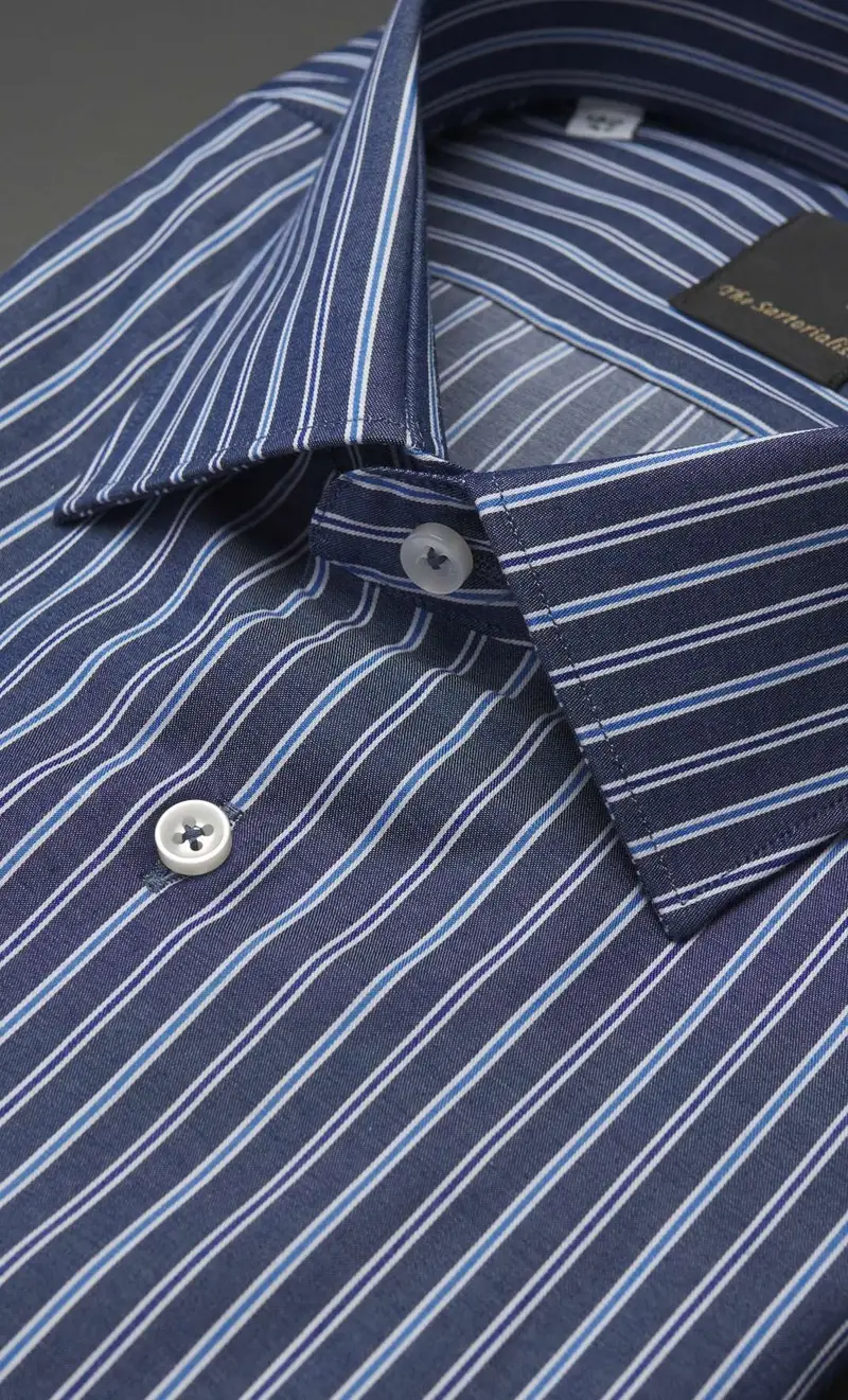 Camicia the sartorialist rigata blu, colore blu miniatura 2