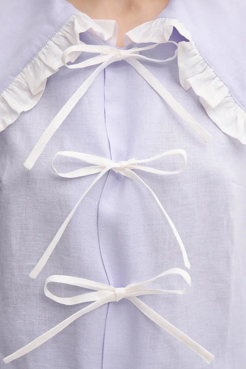 camicia di lino donna colore violetto PFSR01P009R miniatura 5