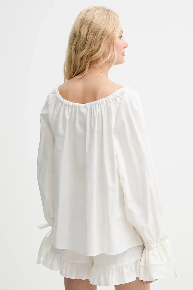 maglietta di lino donna colore beige CHBL06P009N miniatura 3