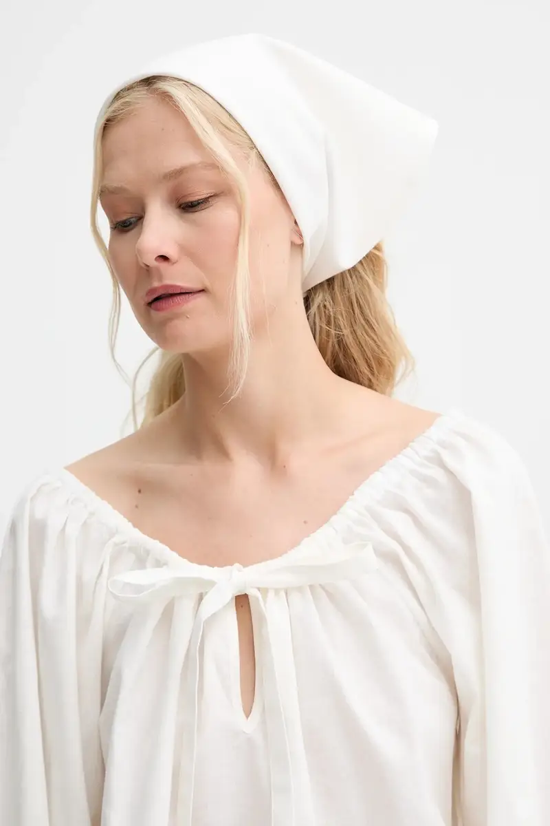 maglietta di lino donna colore beige CHBL06P009N miniatura 4