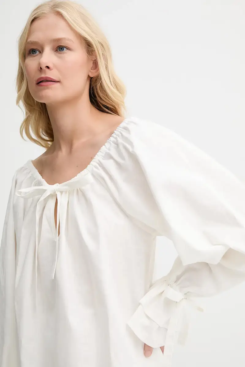 maglietta di lino donna colore beige CHBL06P009N miniatura 5