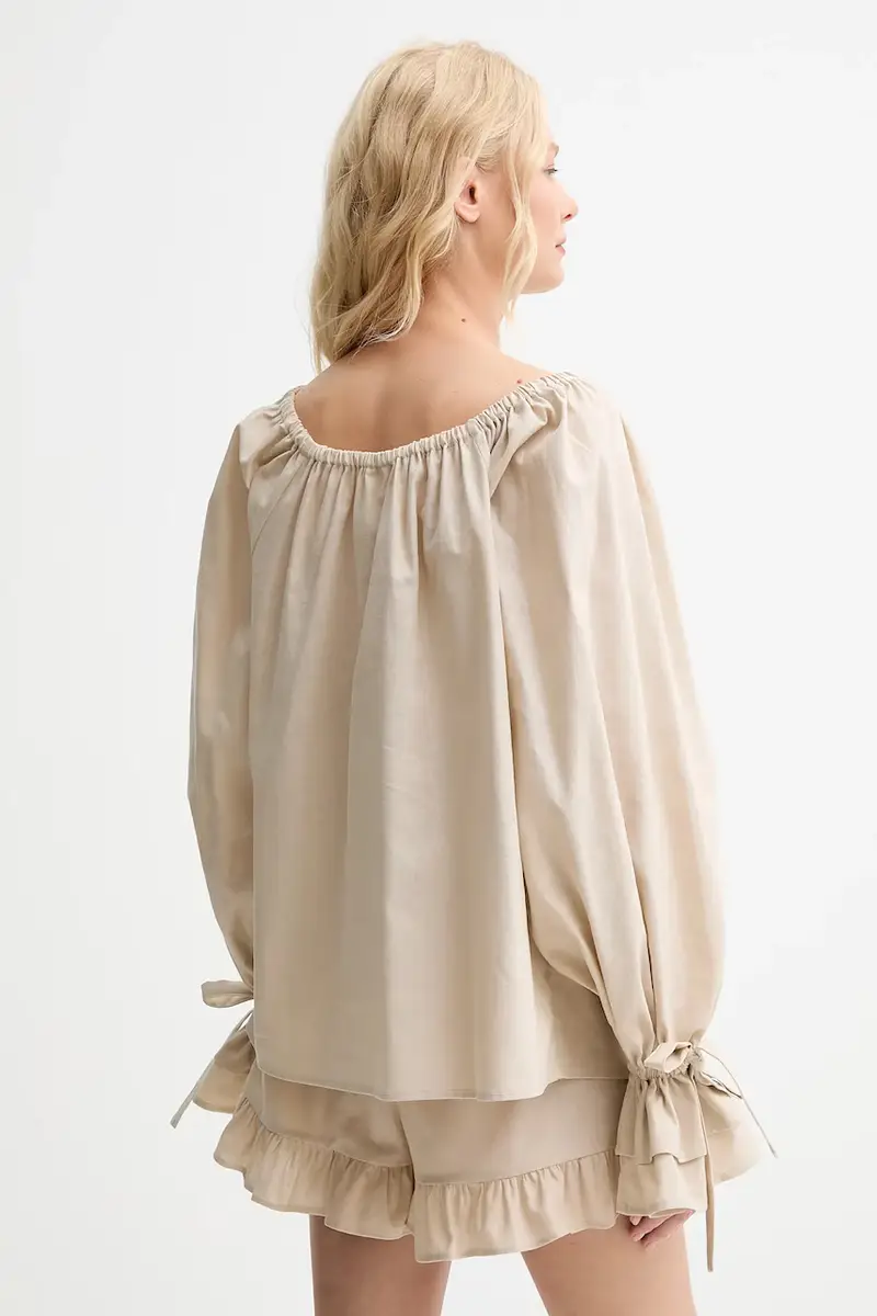 maglietta di lino donna colore beige CHBL06P017N miniatura 3