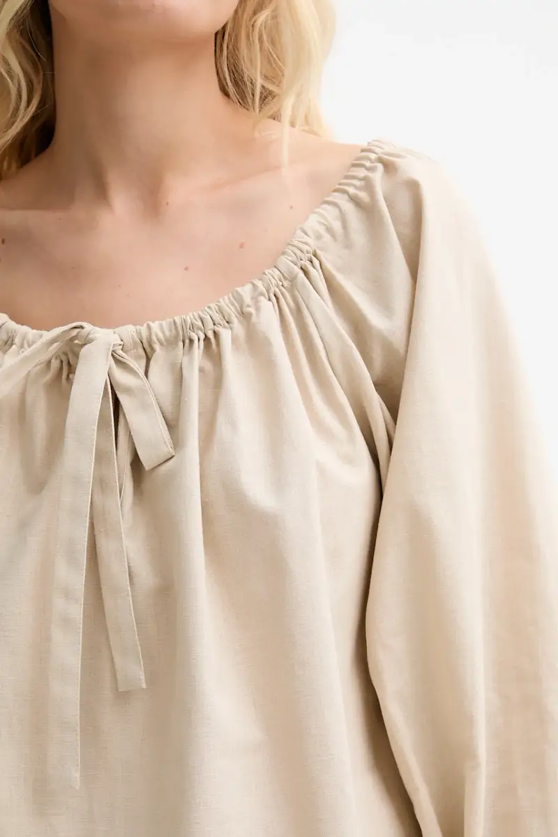 maglietta di lino donna colore beige CHBL06P017N miniatura 5