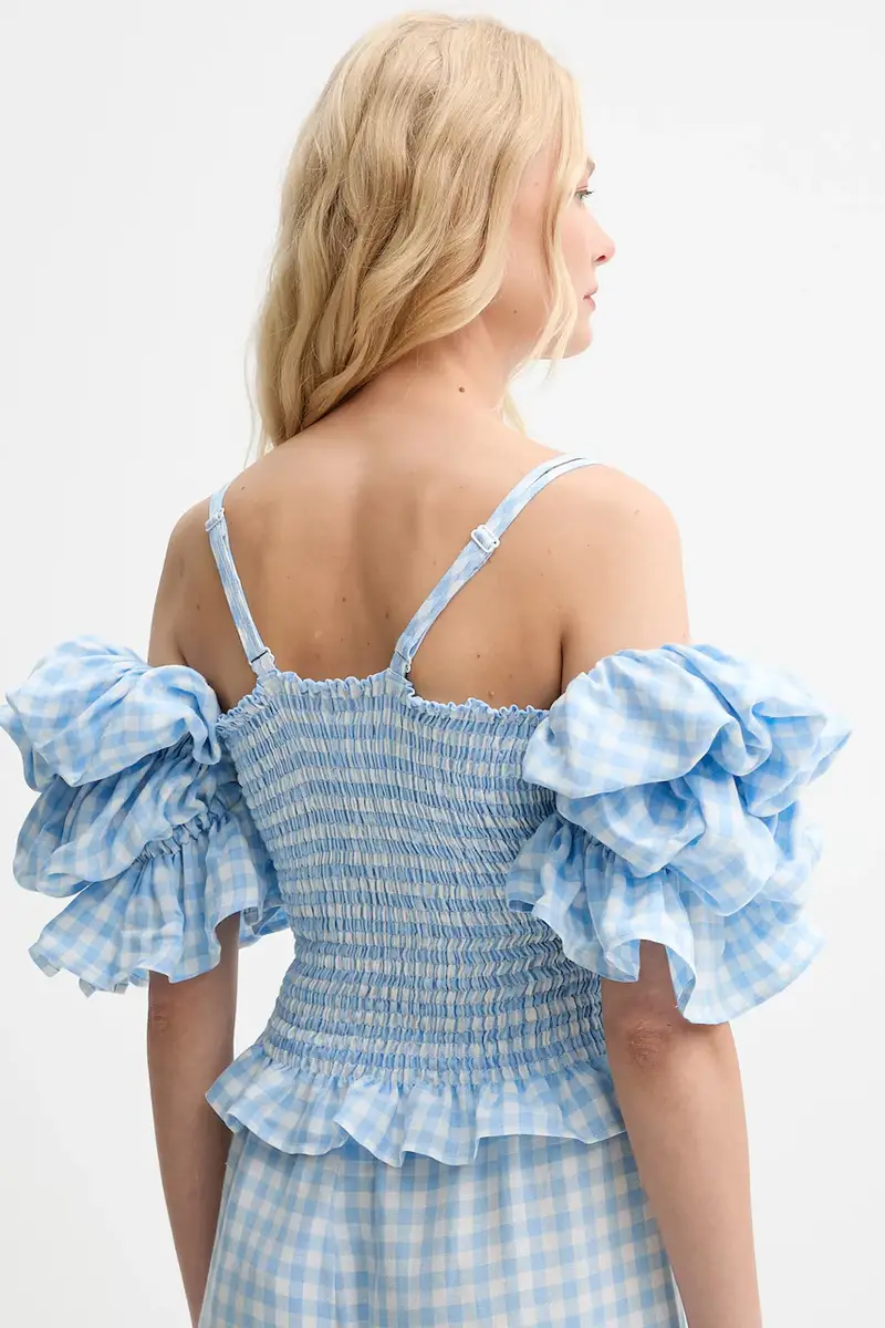 maglietta di lino donna colore blu ALTP01G027N miniatura 3