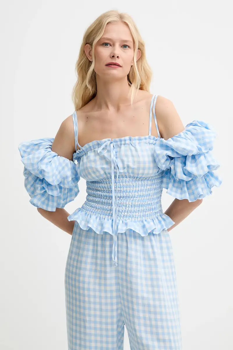 maglietta di lino donna colore blu ALTP01G027N