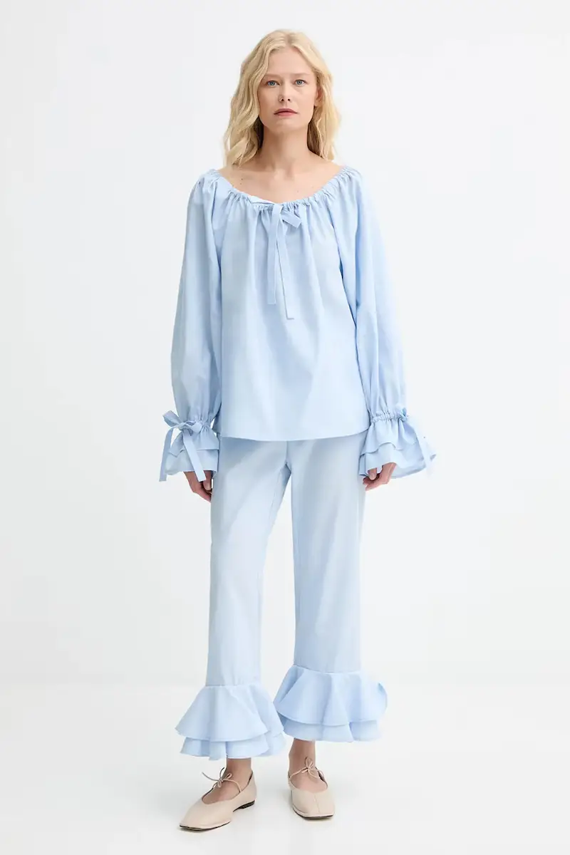 maglietta di lino donna colore blu CHBL06P010N miniatura 2