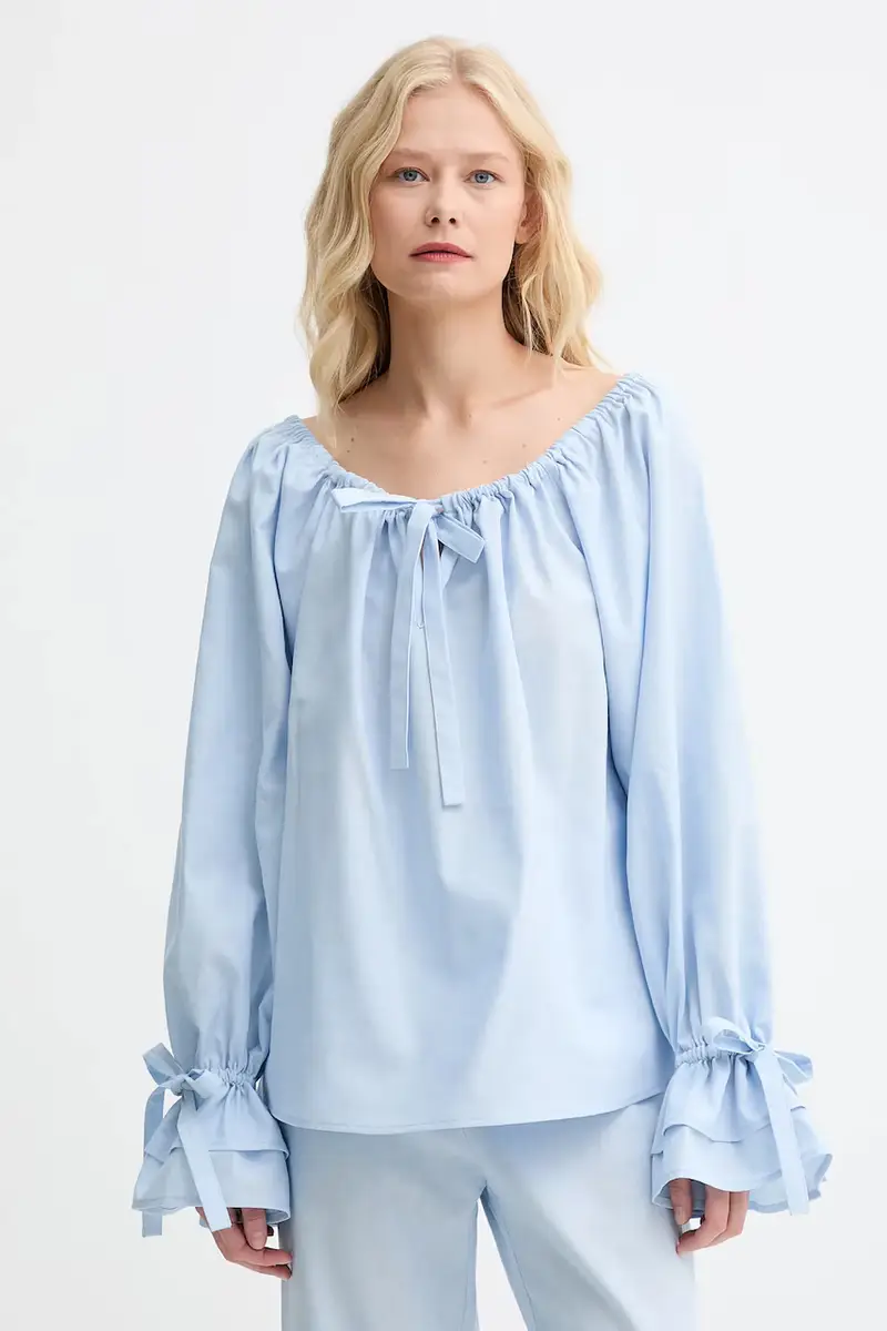 maglietta di lino donna colore blu CHBL06P010N