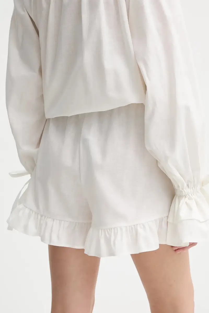 pantaloncini in lino donna colore beige CHSH01P009N miniatura 3