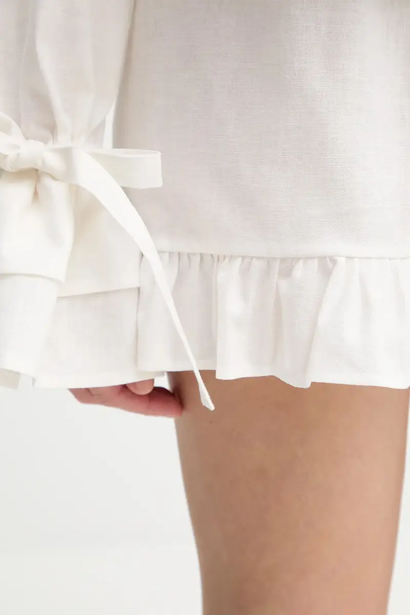 pantaloncini in lino donna colore beige CHSH01P009N miniatura 4