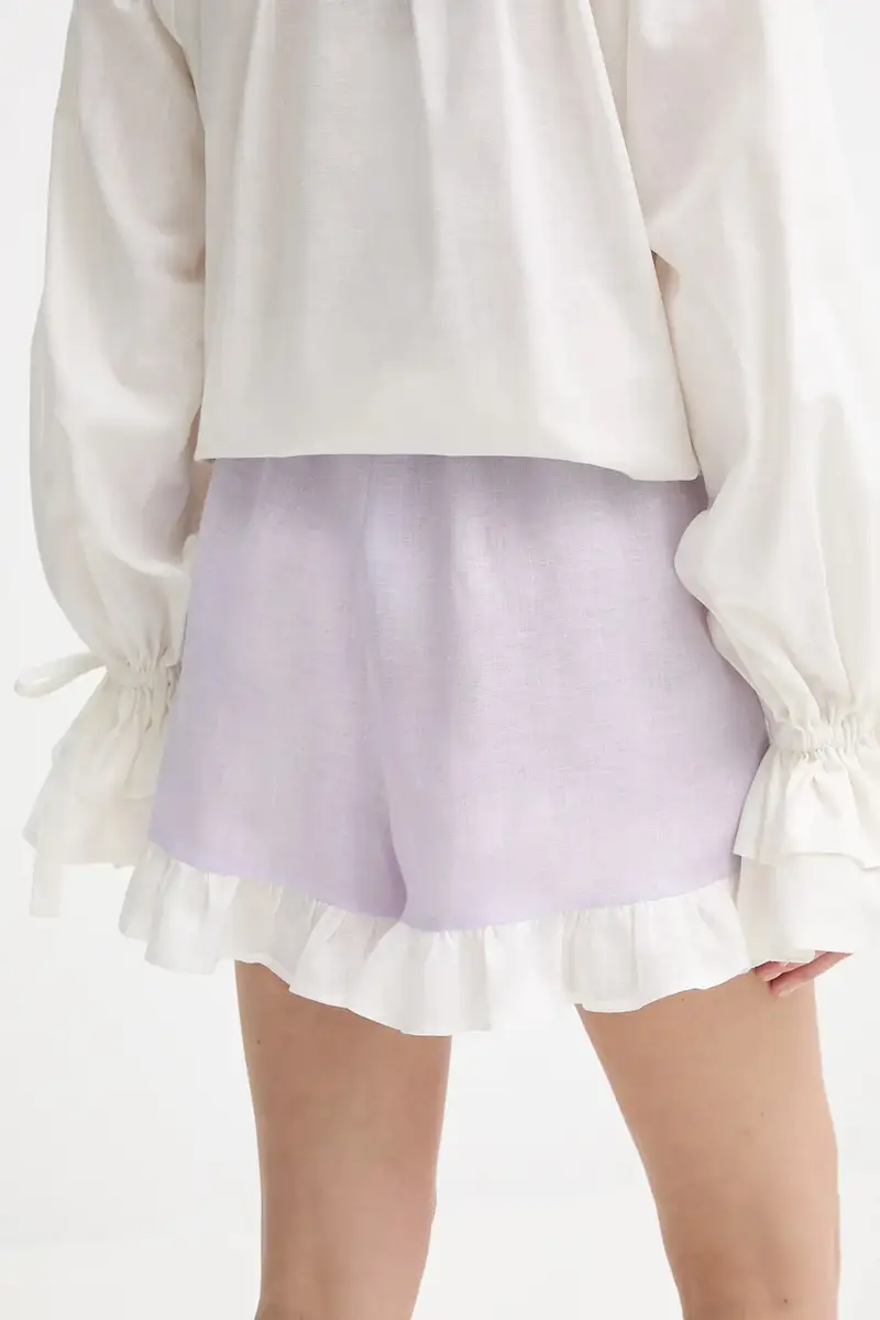pantaloncini in lino donna colore violetto PFSH01P009R miniatura 3