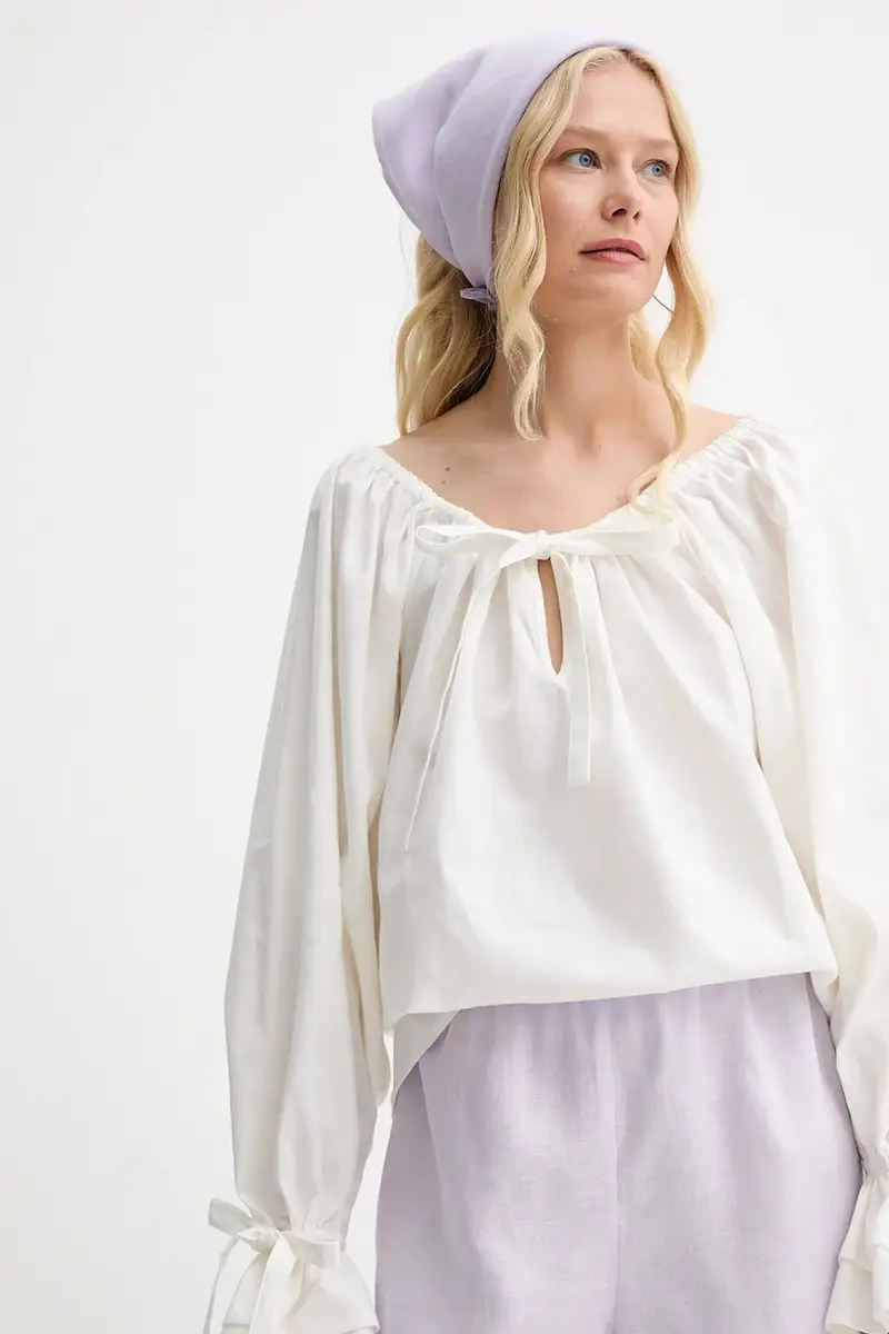 pantaloncini in lino donna colore violetto PFSH01P009R miniatura 4