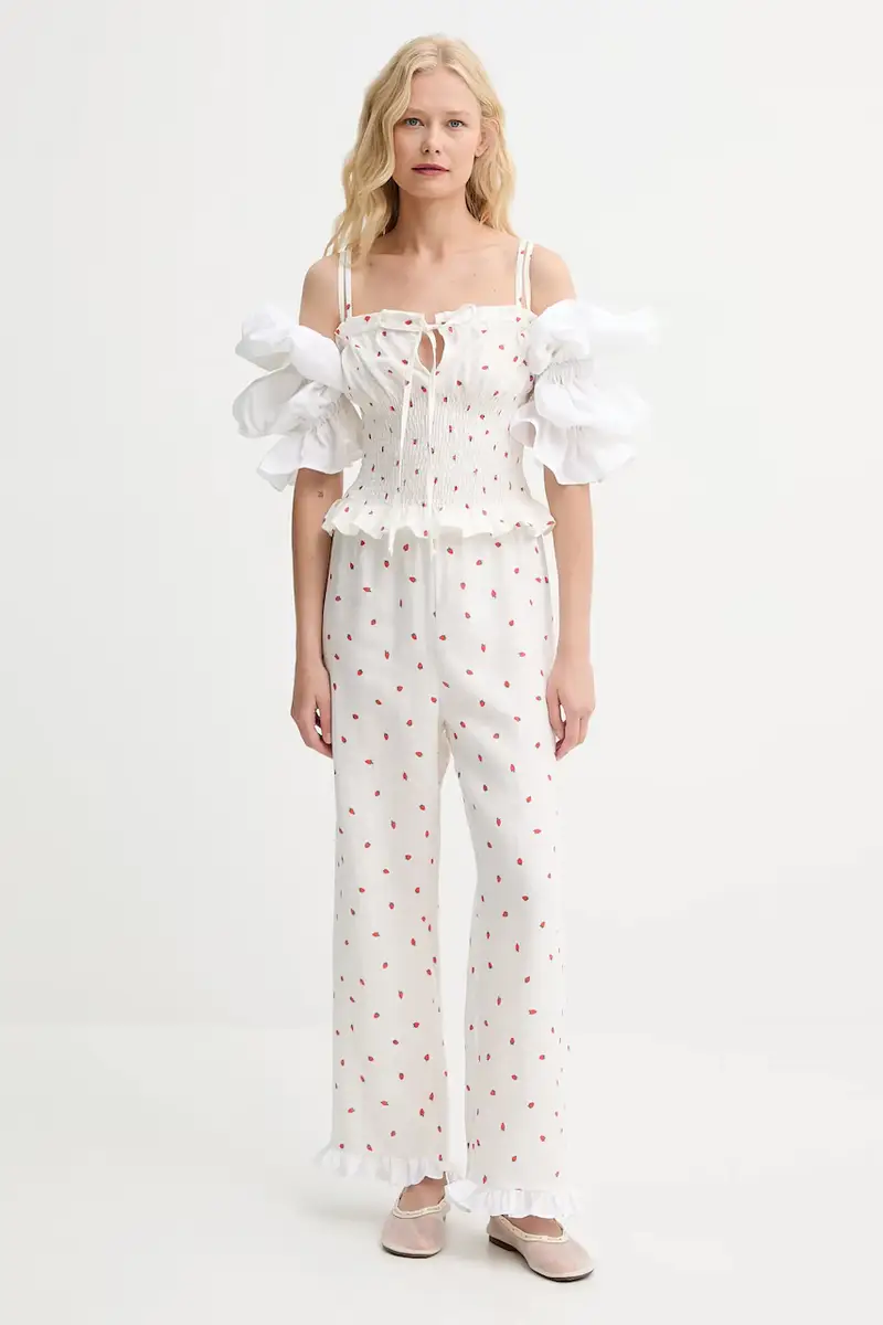 pantaloni in lino donna colore beige PFPT01C093R miniatura 2