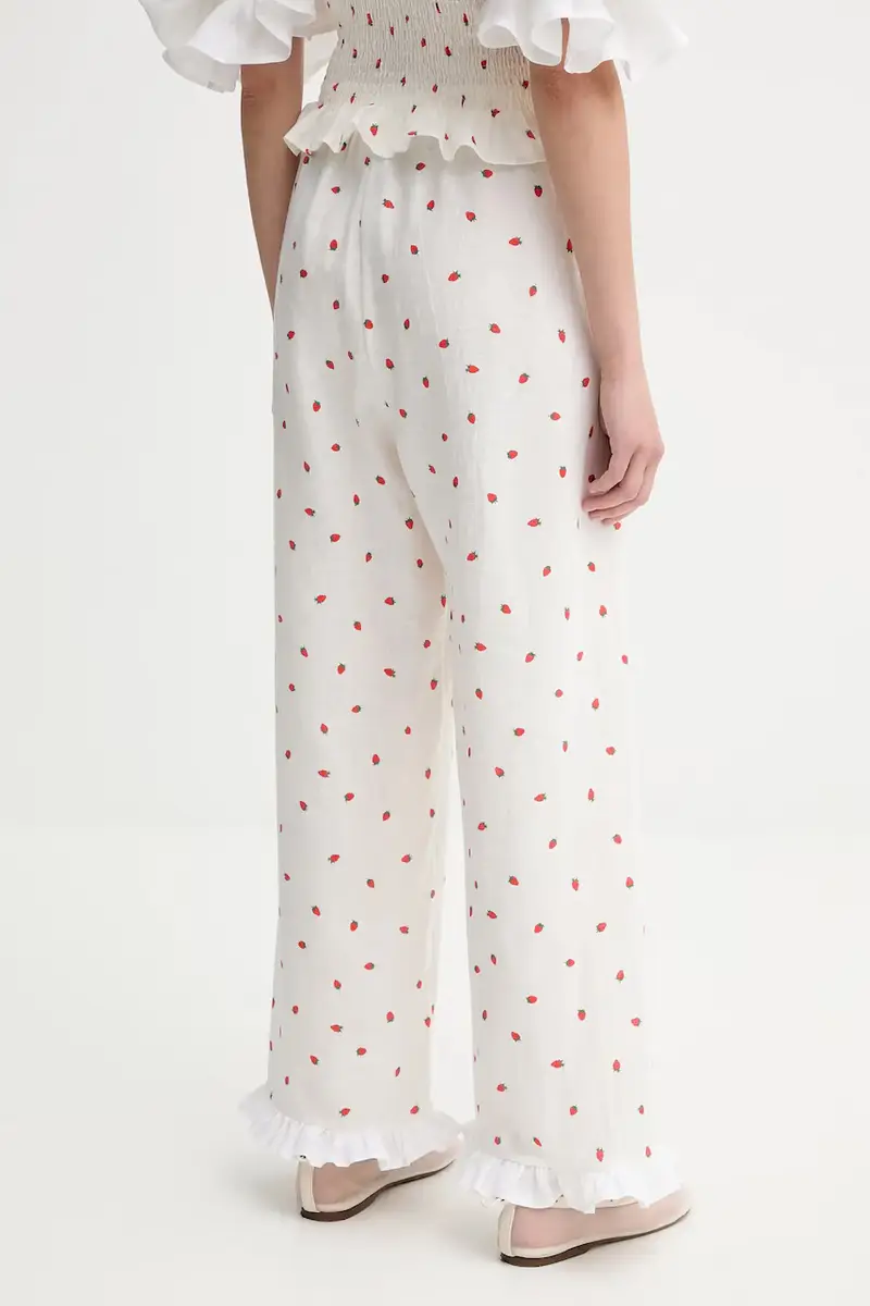 pantaloni in lino donna colore beige PFPT01C093R miniatura 3