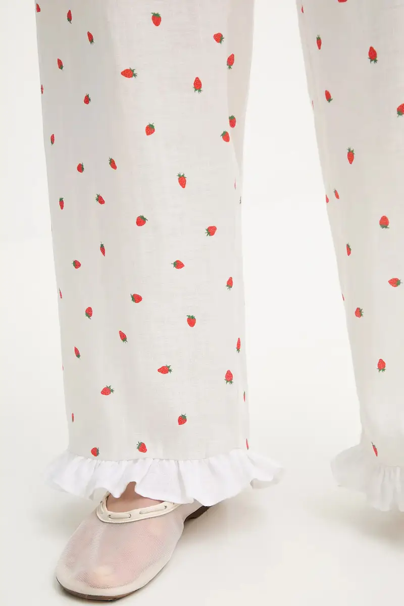 pantaloni in lino donna colore beige PFPT01C093R miniatura 4