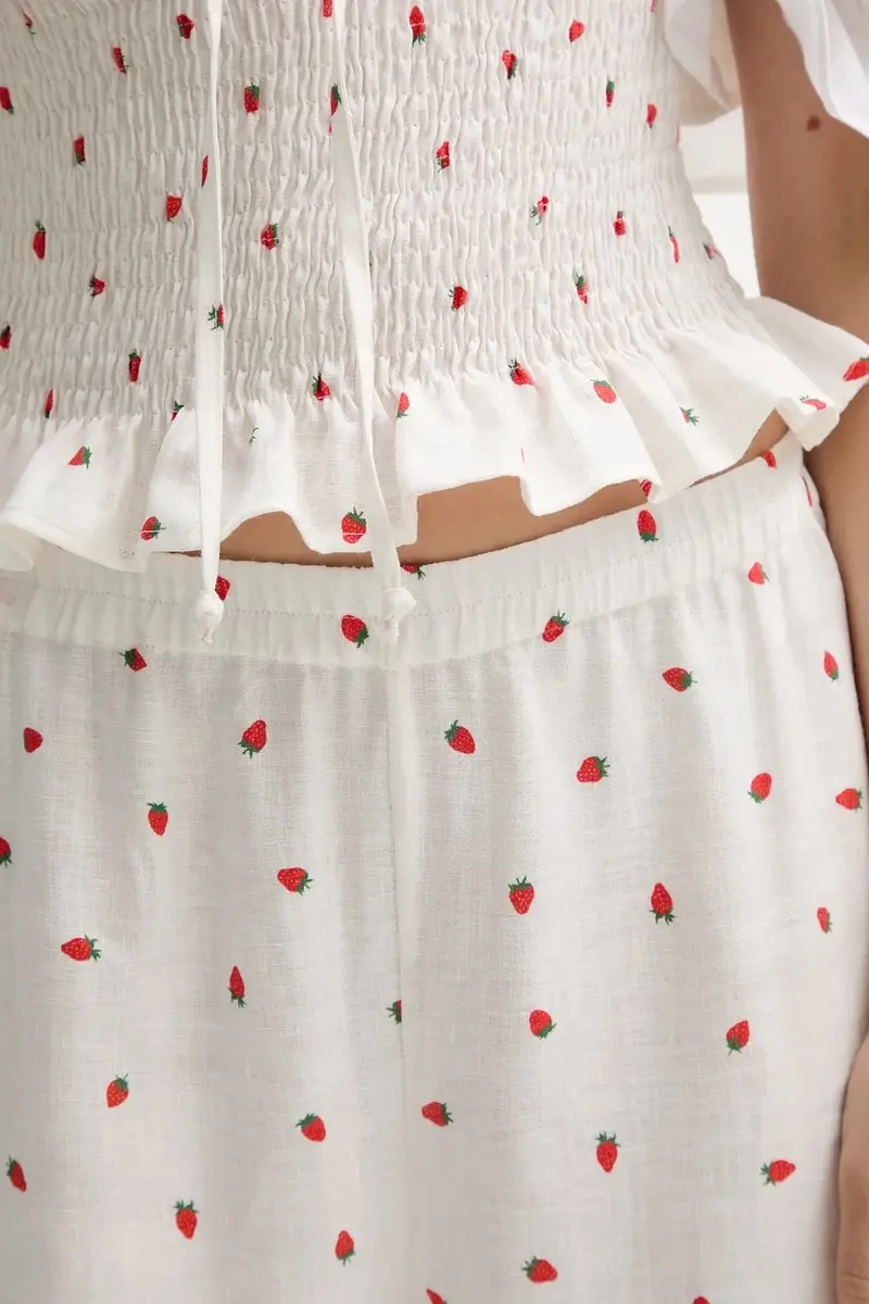 pantaloni in lino donna colore beige PFPT01C093R miniatura 5