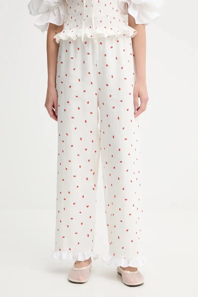 pantaloni in lino donna colore beige PFPT01C093R