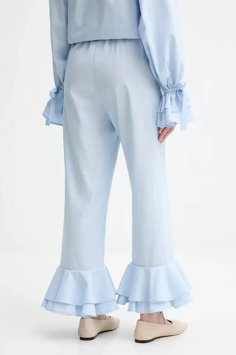 pantaloni in lino donna colore blu CHPT06P010N miniatura 3