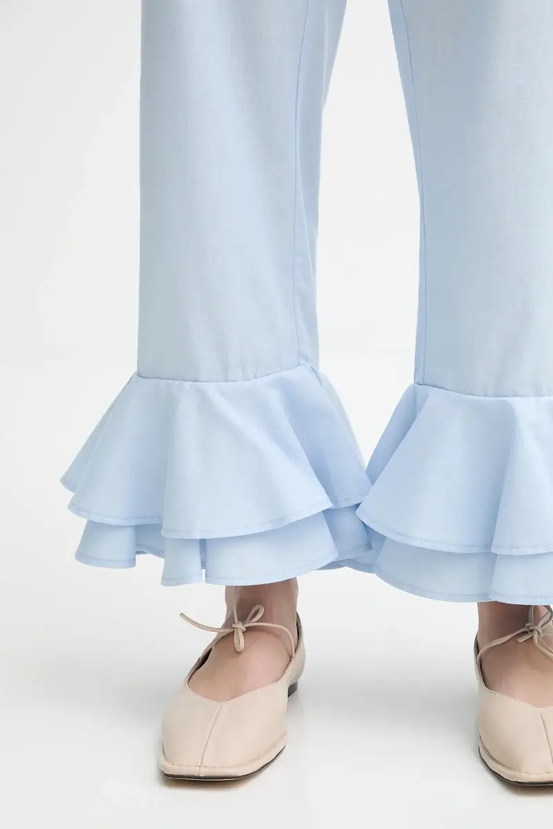 pantaloni in lino donna colore blu CHPT06P010N miniatura 4