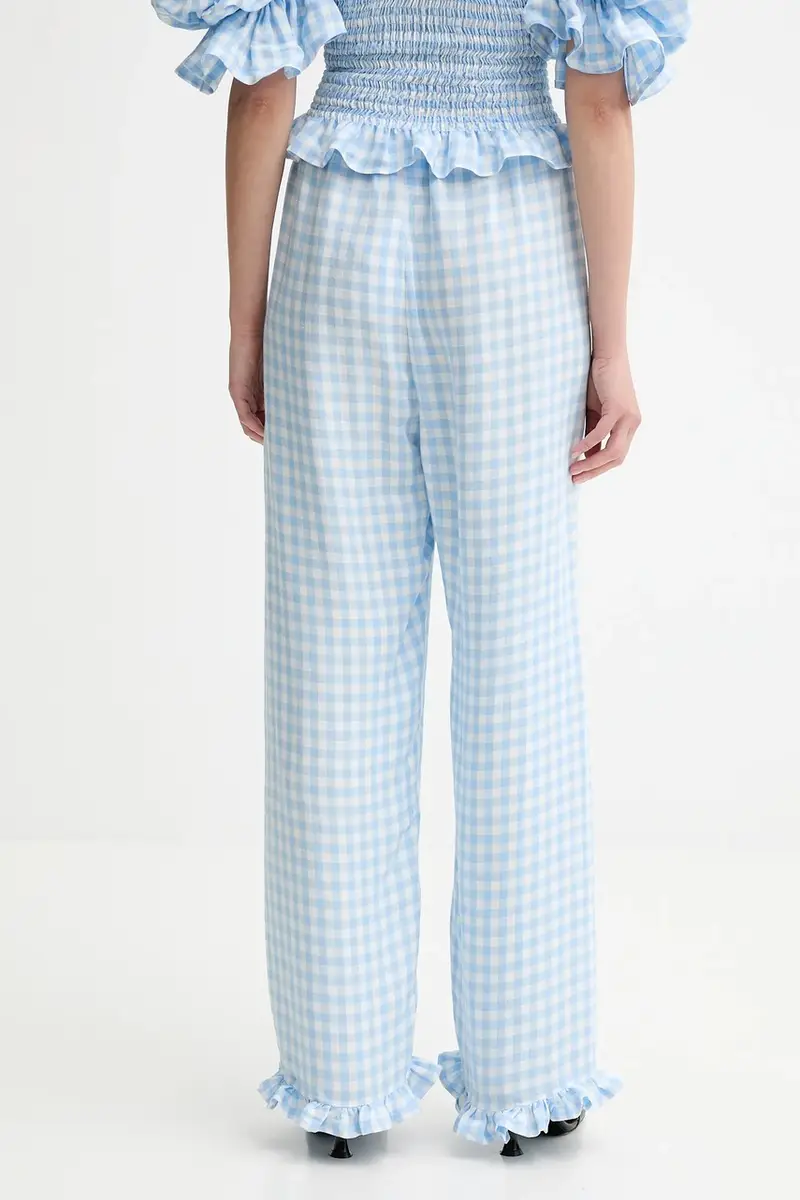 pantaloni in lino donna colore blu PFPT01G027R miniatura 3