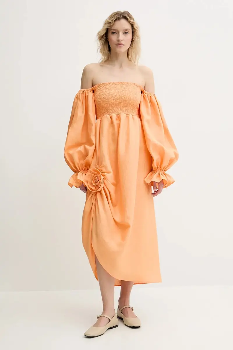 vestito di lino colore arancione ATDR01P014R