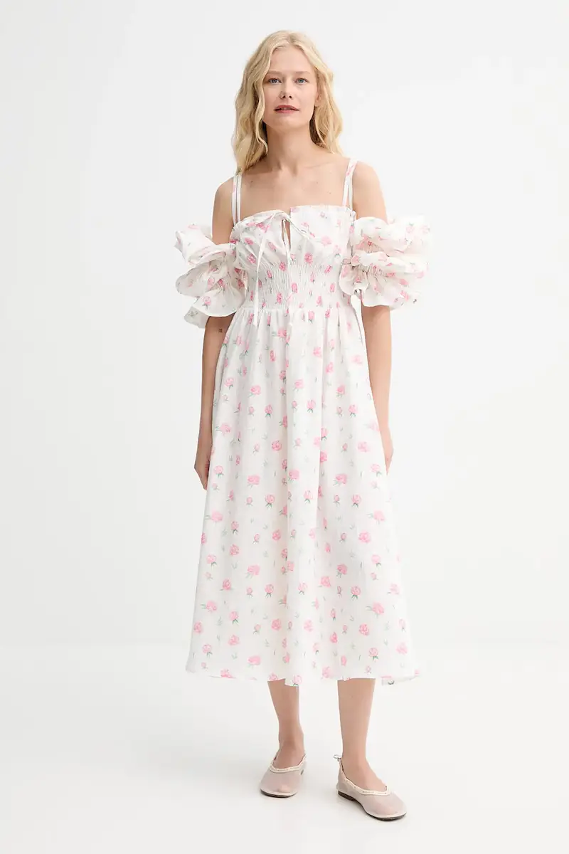 vestito di lino colore beige ALDR01F020N miniatura 3