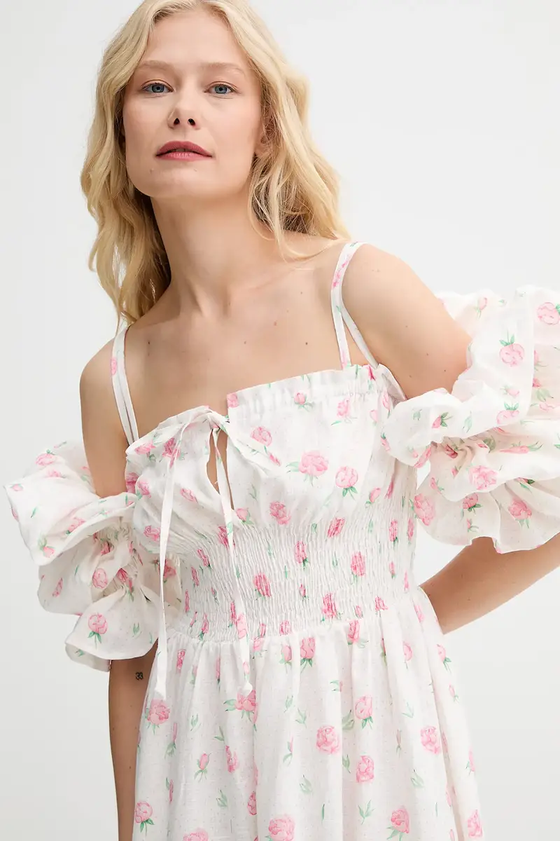 vestito di lino colore beige ALDR01F020N miniatura 4