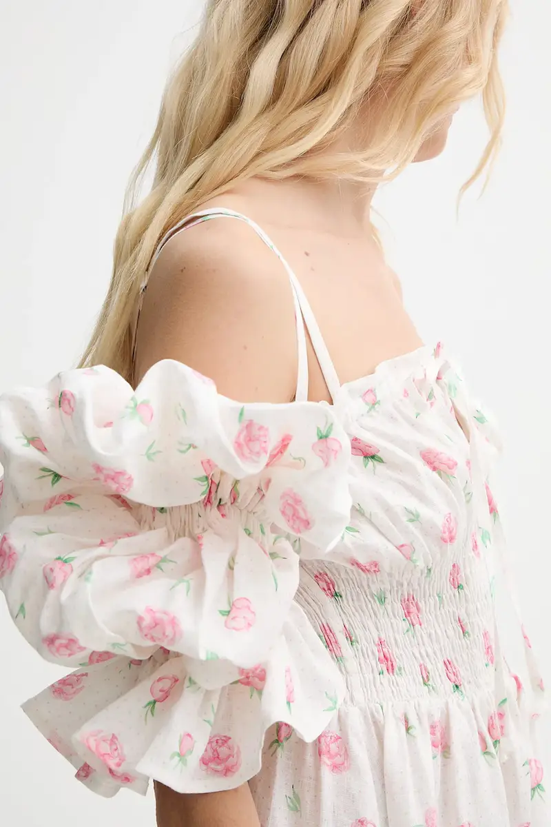 vestito di lino colore beige ALDR01F020N miniatura 5