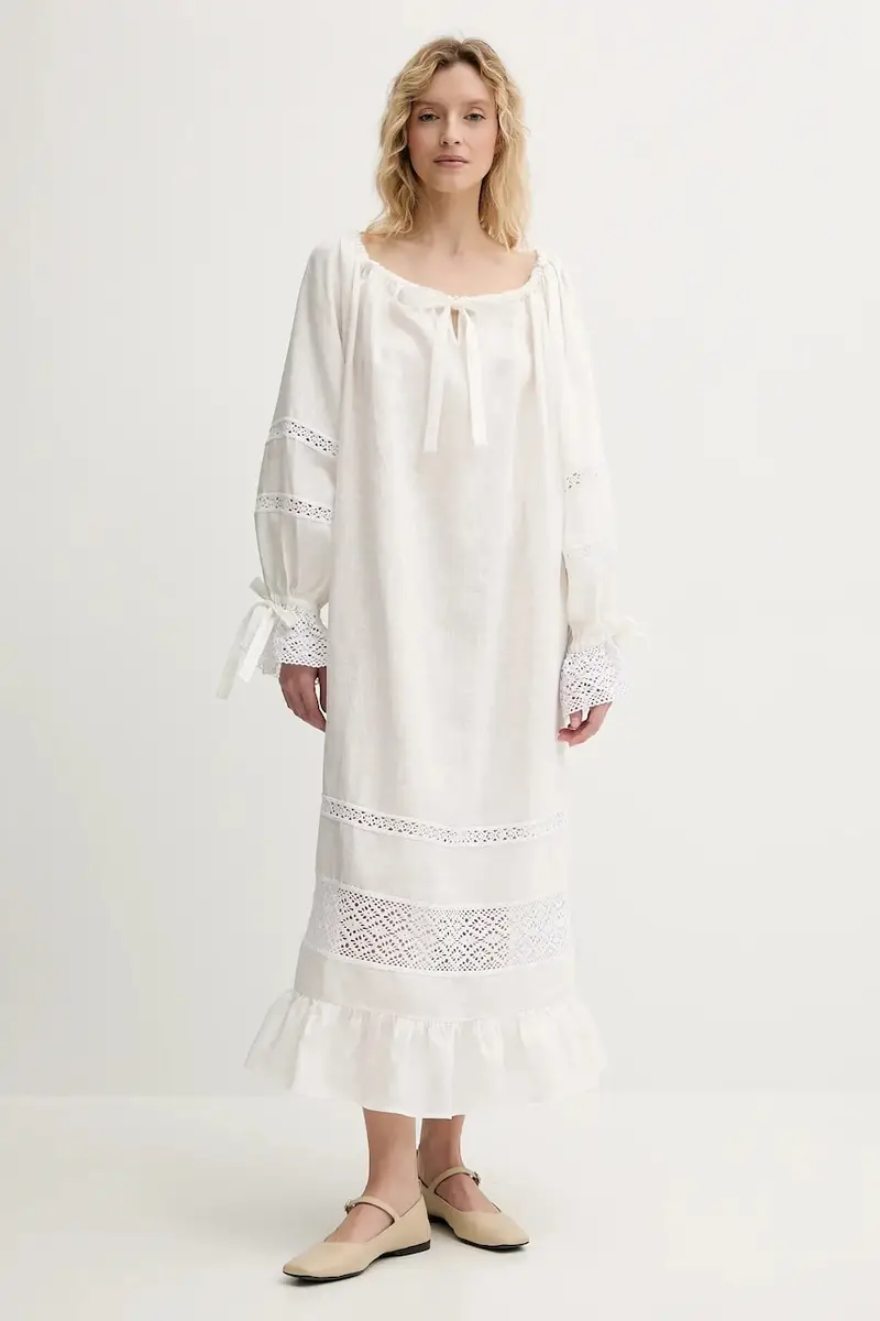 vestito di lino colore beige RMDR01P001L