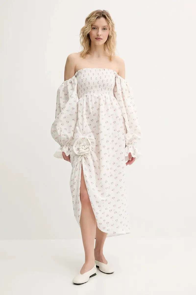 vestito di lino colore bianco ATDR01F015R