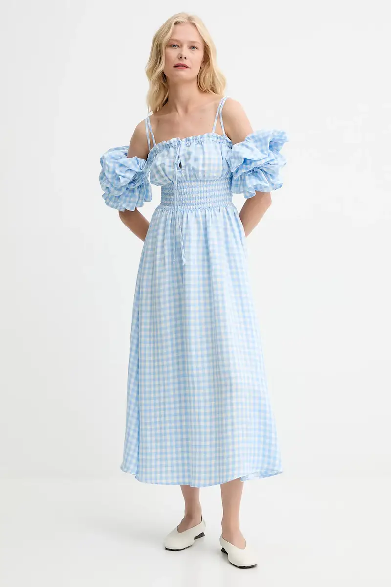 vestito di lino colore blu ALDR01G027N