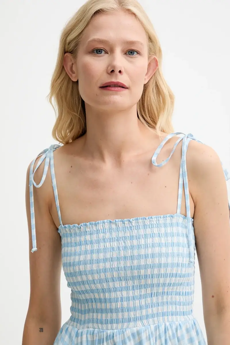 vestito di lino colore blu ATDR01G027R miniatura 4