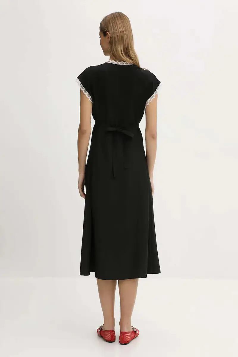 vestito di viscosa colore nero PMDDR03P002L miniatura 3