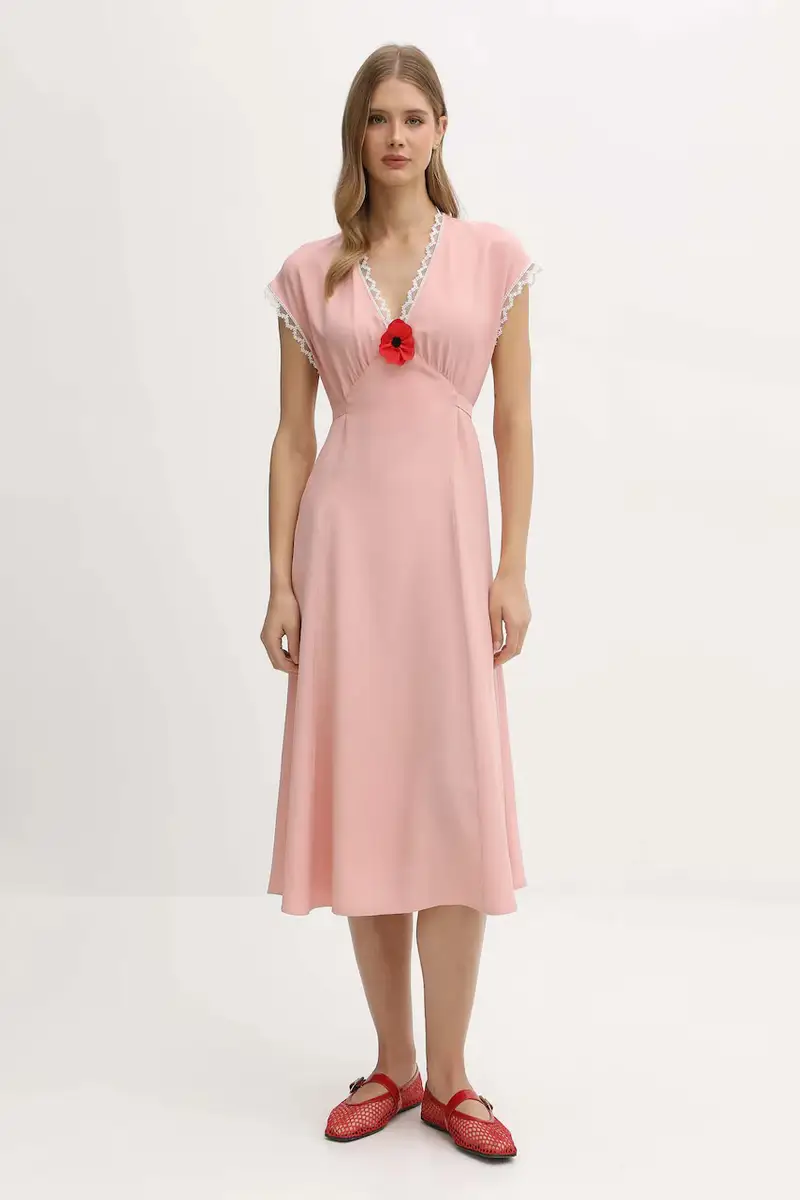 vestito di viscosa colore rosa PMDDR03P006L