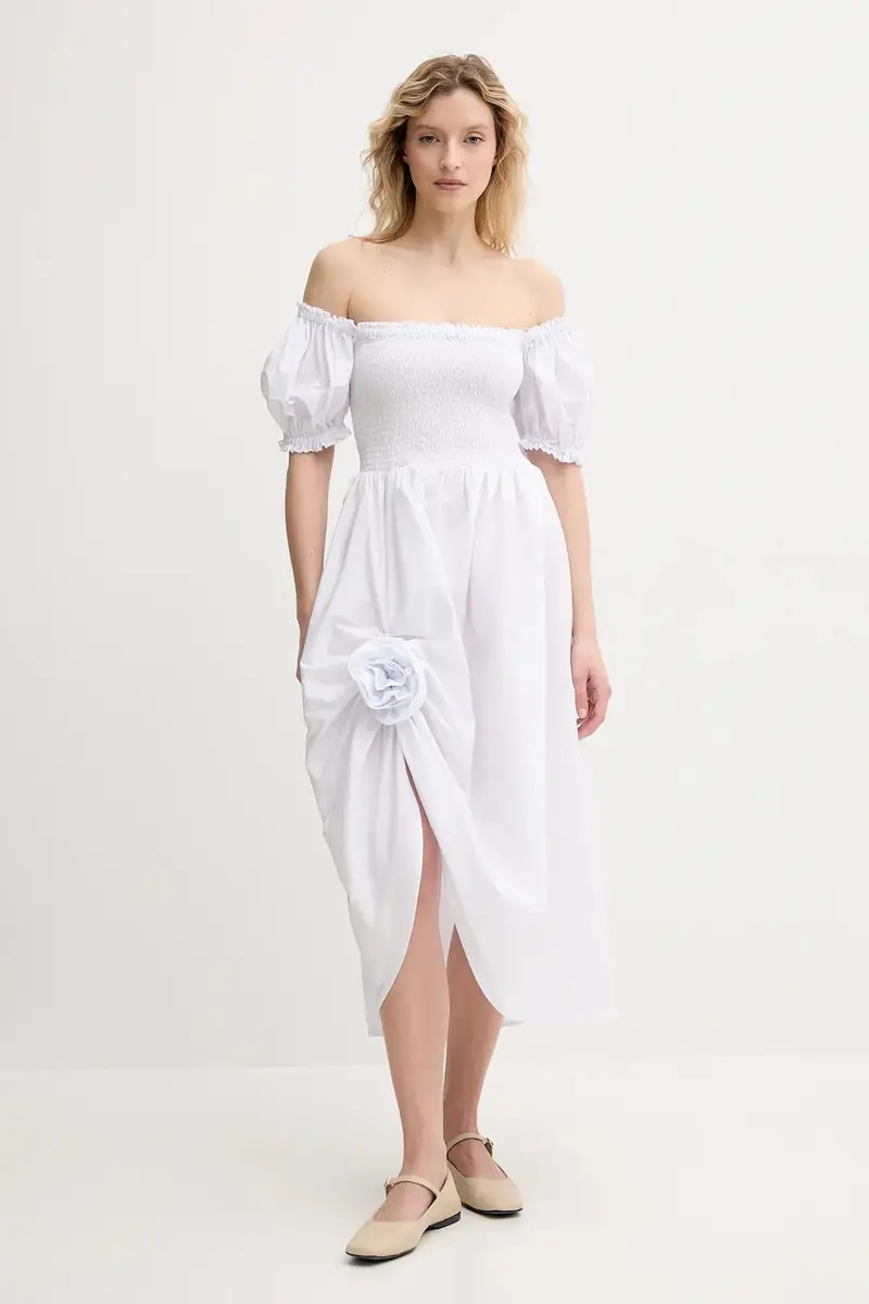 vestito in cotone colore bianco BRDR06P001R