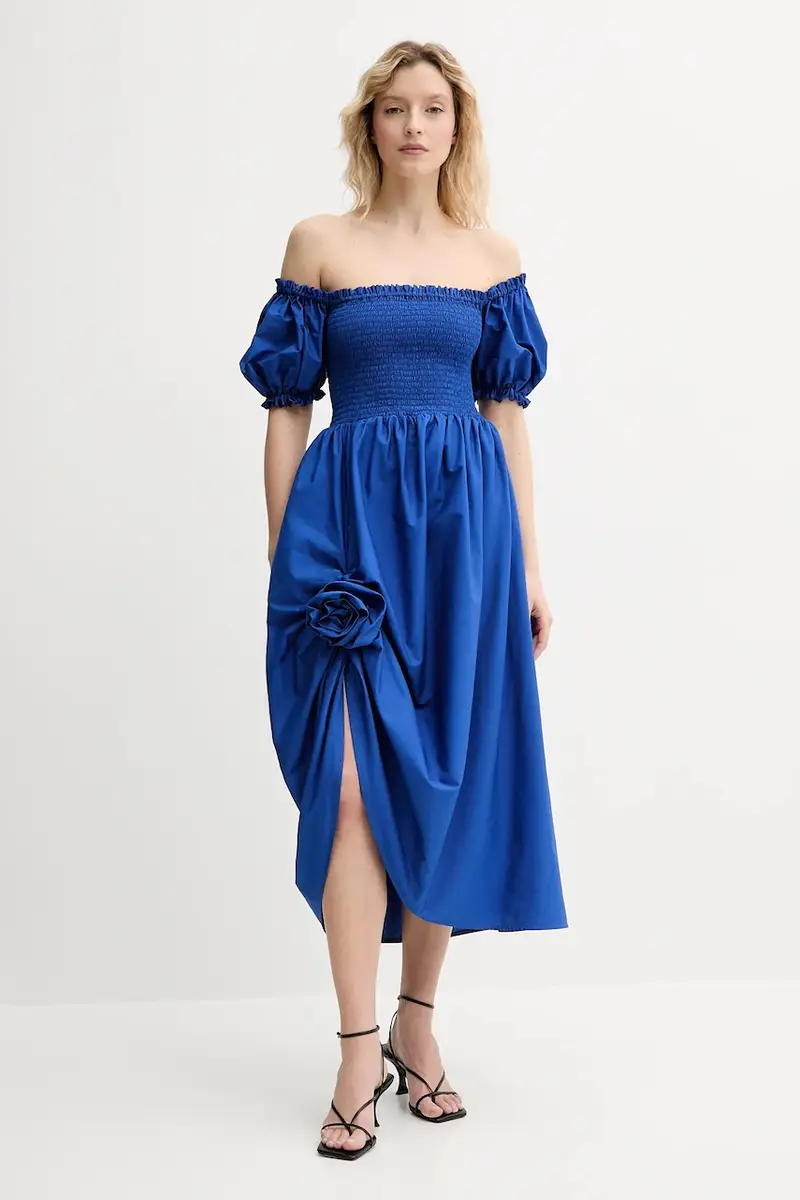 vestito in cotone colore blu BRDR06P004R