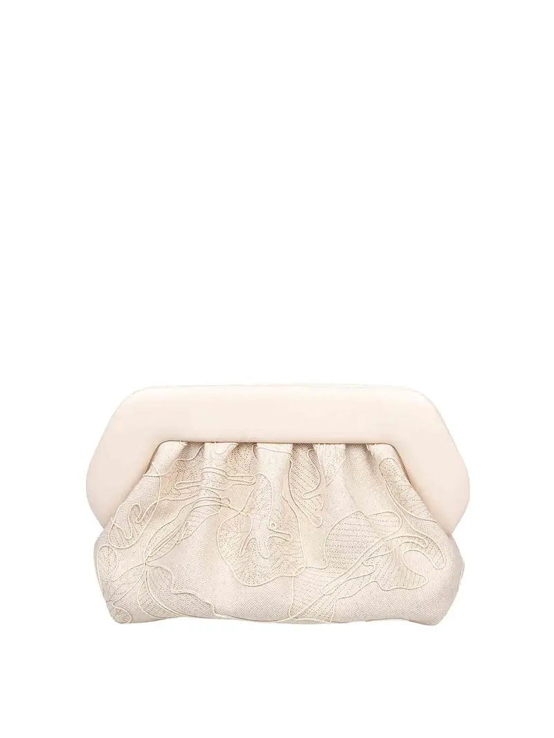 Borsa A Mano Bios In Canvas Ricamato Beige