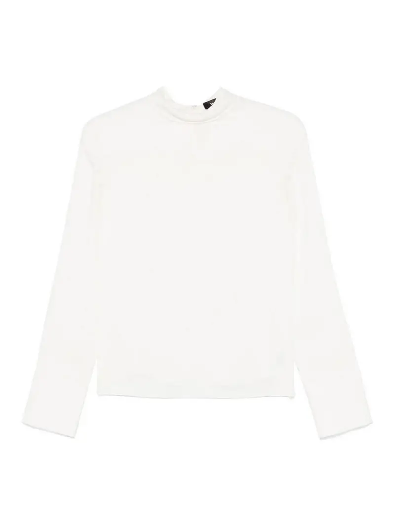 Camicia a collo alto con cravatta ampia Bianco