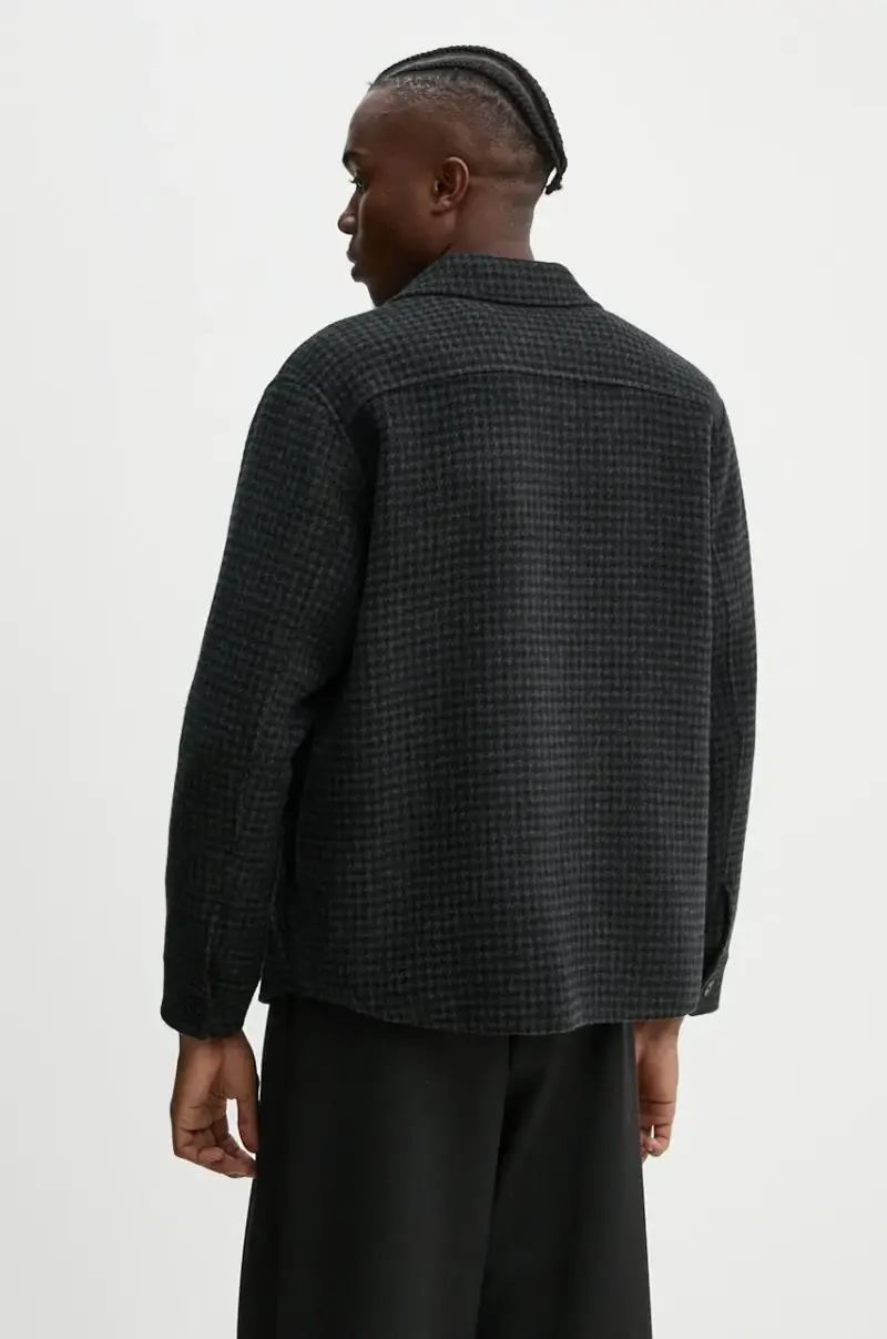 camicia giacca in lana colore nero O0871406 miniatura 3