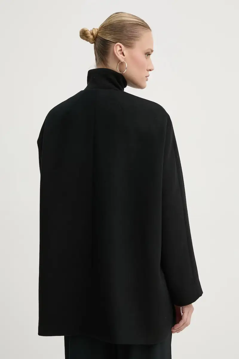 cappotto in lana colore nero O0901405 miniatura 3