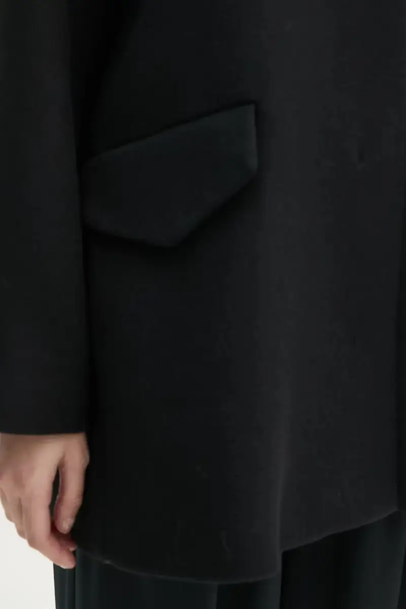 cappotto in lana colore nero O0901405 miniatura 5