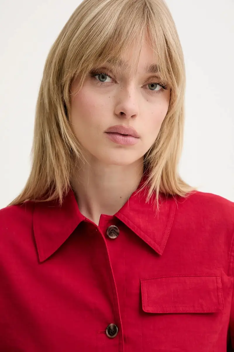 giacca in lino colore granata P0303101 miniatura 5