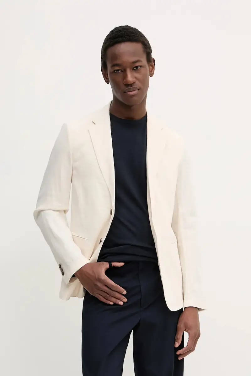 giacca in lino uomo colore beige P0373104