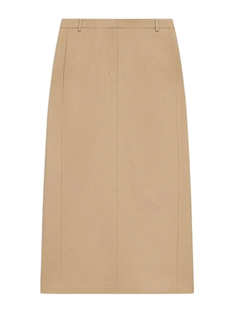 Gonna Maxi Pantalone In Flanella Stretch Cammello