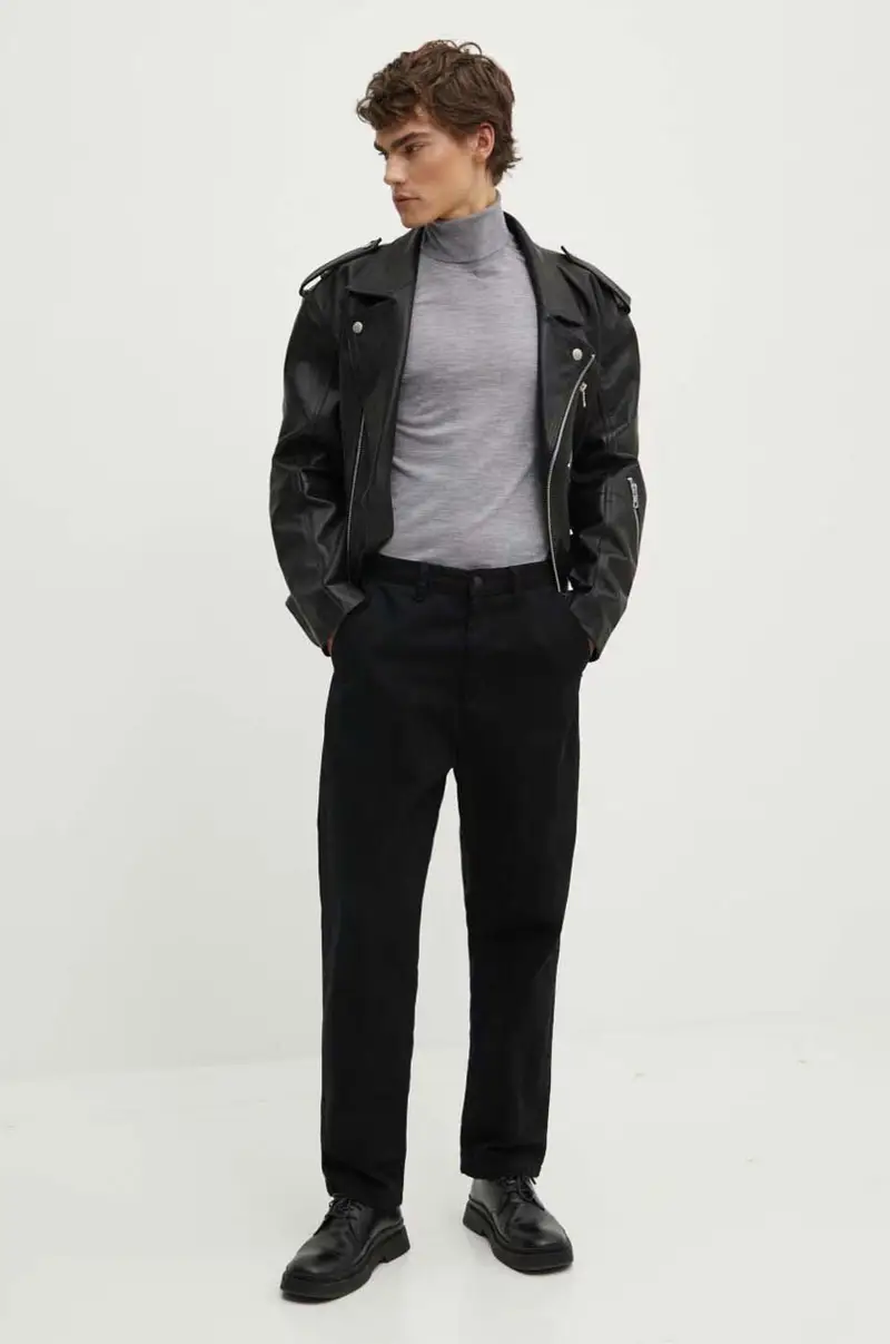 maglione in lana uomo colore grigio M0781705 miniatura 2