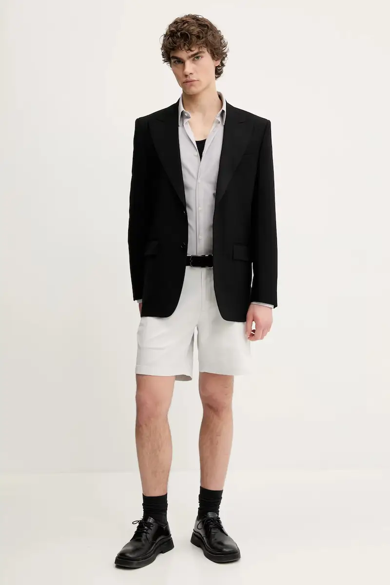 pantaloncini in cotone uomo colore grigio P0374210 miniatura 2