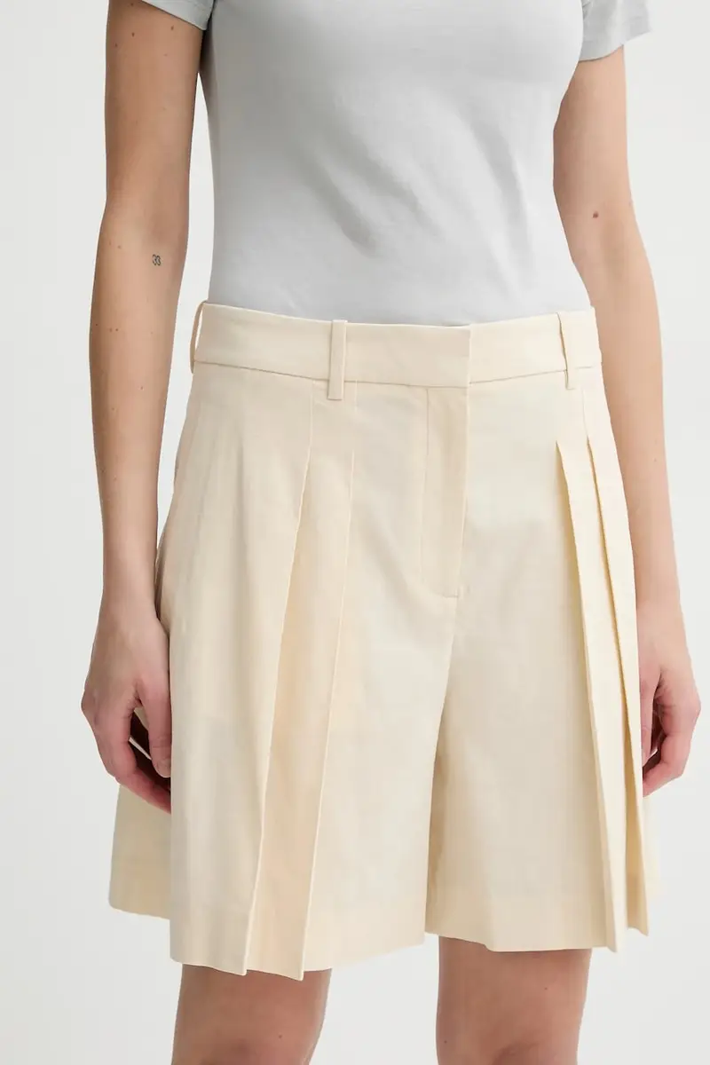 pantaloncini in lino donna colore beige P0303208