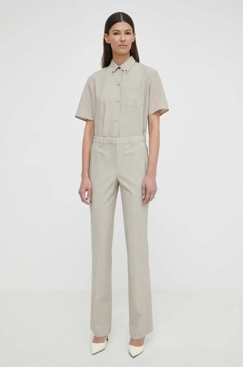 pantaloni in lana colore beige