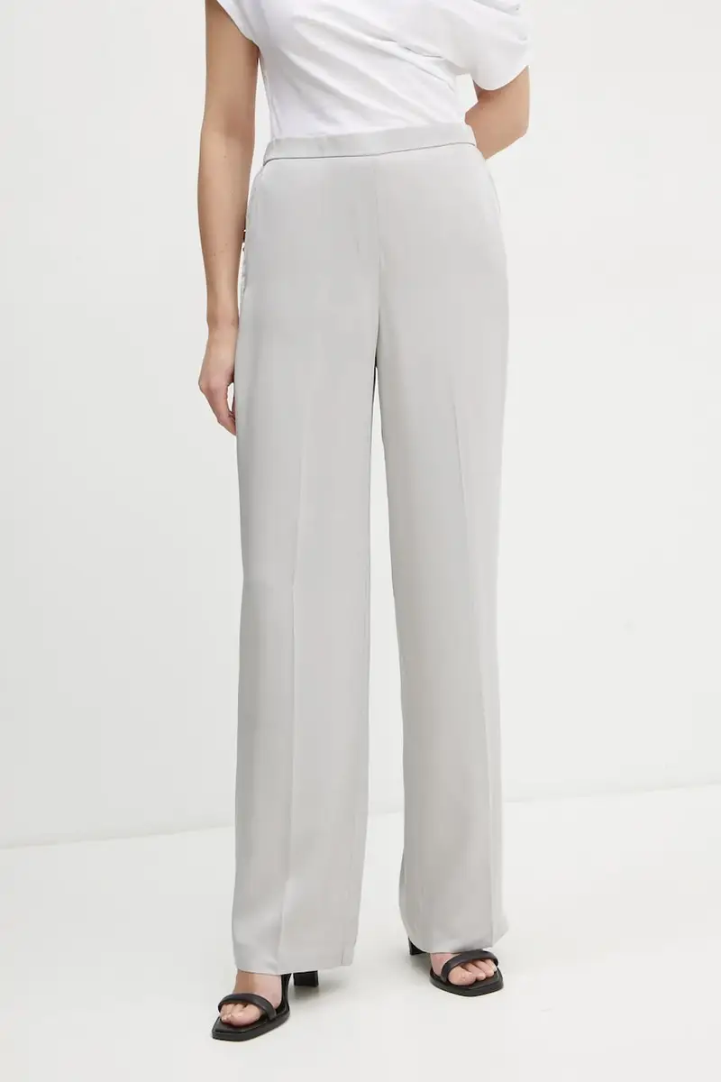 pantaloni in seta colore grigio K0502208