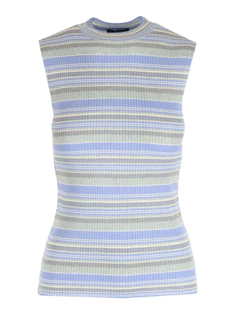 Top con maglia a coste Bianco