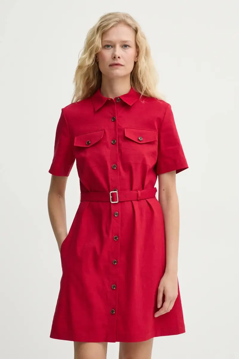 vestito di lino colore rosso P0303609